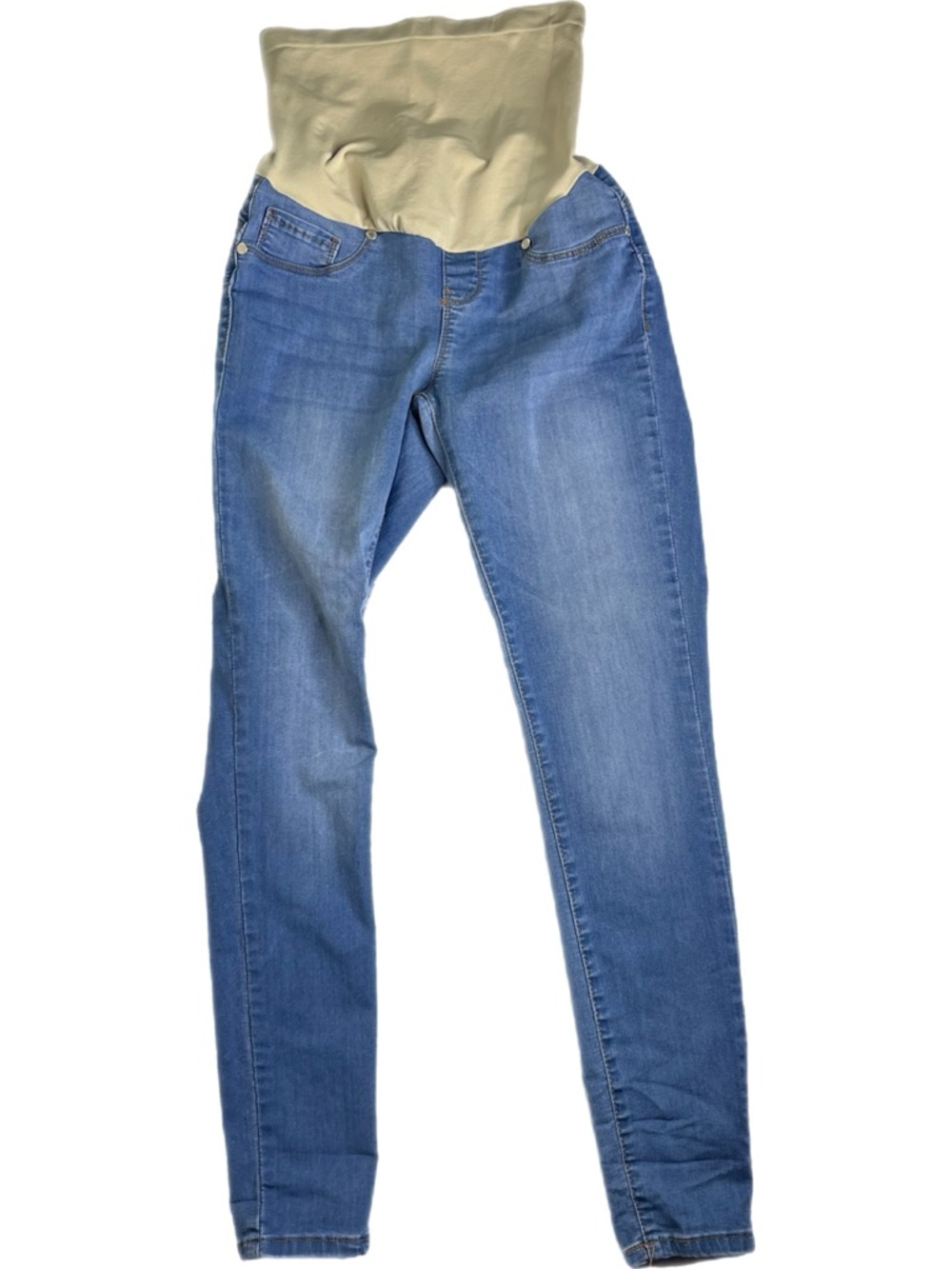 Blue Skinny Maternity Jeans with Beige Support Panel